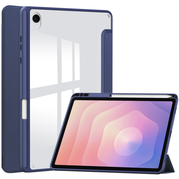Etui Clear Pencil do Samsung Galaxy Tab S11 11 SM SMX736 z klapką, granatowe - ochronne