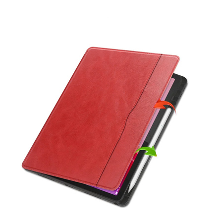 Etui skórzane z kieszeniami do Lenovo Tab M11 TB330FU 10.95" (Czerwone)