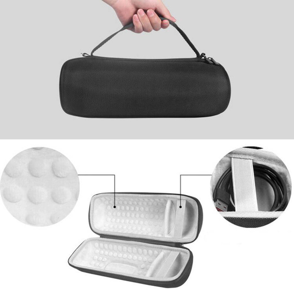 Etui Zestaw + z paskiem do Jbl Charge 5 podróżne karabińczyk / Charge 5, czarne - ochronne z podstawką