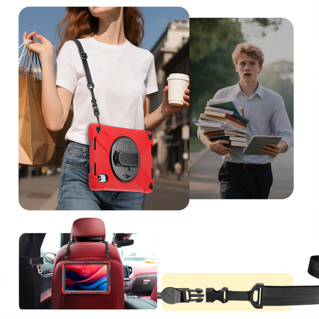 Etui Shockproof z uchwytem do Lenovo Tab M11 10.95 TB330FU TB330XU TB331FC, czerwone