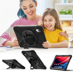 Etui Shockproof z uchwytem do Lenovo Tab M11 10.95, czarne - ochronne z podstawką, dostęp do portów i przycisków