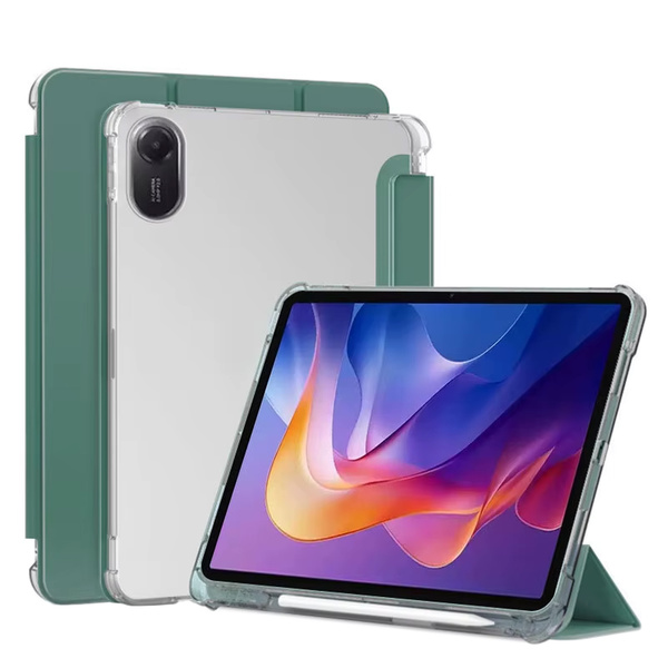 Etui do Xiaomi Redmi Pad 2 11 2025 - przezroczyste z miejscem na rysik i podstawką, zielone