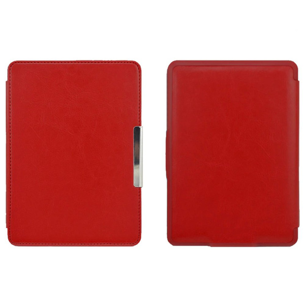 Etui Smart Skóra do Kindle Paperwhite 1 2 3, czerwone - ochronne z podstawką, dostęp do portów i przycisków