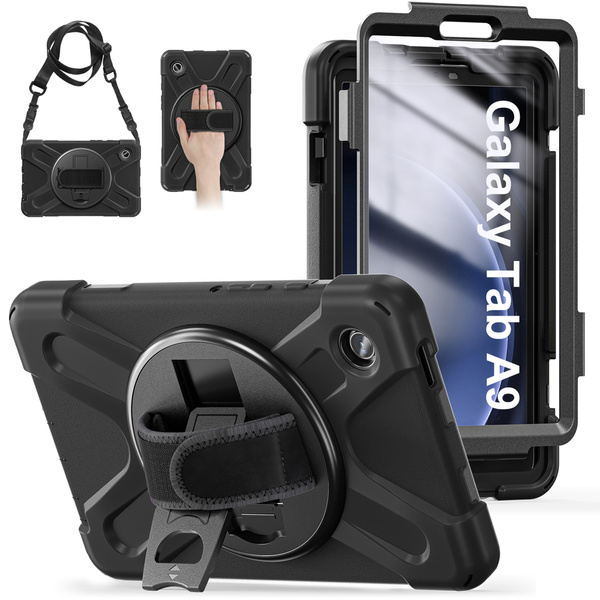 Etui pancerne Shockproof do Samsung Galaxy Tab A9 8 / 8.7 2023, czarne - ochronne z podstawką