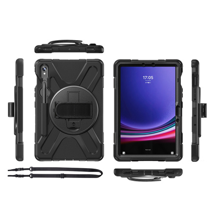 Etui pancerne Shockproof z uchwytem do Samsung Galaxy Tab S9 FE/S9/S10 FE, czarne