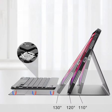 Etui z klawiaturą Bluetooth do Lenovo Idea Tab Plus 12.1 / Idea Tab Plus 12.1 2025, czarne - ochronne z podstawką