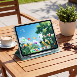 Etui do Xiaomi Redmi Pad 2 11 2025 - przezroczyste z miejscem na rysik i podstawką, zielone