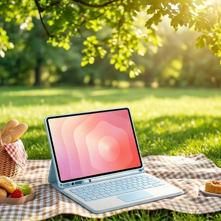 Etui i KLAWIATURA touchpad do Samsung Galaxy S11 X730 X736 uchwyt na rysik, niebieskie