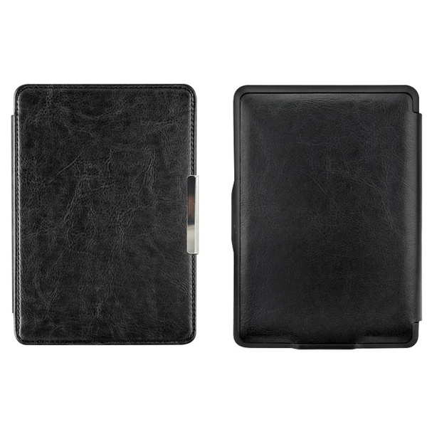 Etui Smart Skóra do Kindle Paperwhite 1 2 3, czarne - ochronne z podstawką, dostęp do portów i przycisków