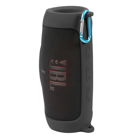 Etui Zestaw + z paskiem do Jbl Charge 5 podróżne karabińczyk / Charge 5, czarne - ochronne z podstawką