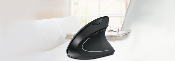 Bezprzewodowa Mysz Pionowa ergonomiczna wertykalna Cliry 2.4 GHz optyczna, czarny