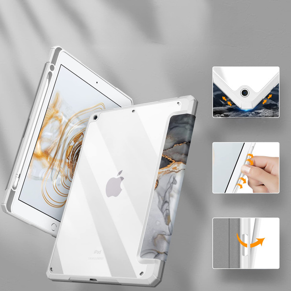 Etui Graficzne do Apple iPad 10.9 2022 Gen 10 / 11 2025 A16 Gen 11 z klapką, czarne - ochronne z podstawką