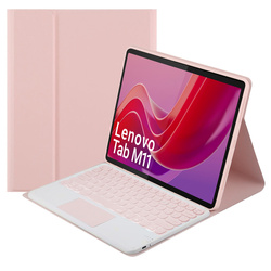 Etui z klawiaturą Bluetooth do Lenovo Tab M11, różowe - ochronne z podstawką, dostęp do portów i przycisków