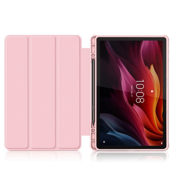 Etui z klapką Clear do Lenovo Tab K11 Plus 11.45 / Lenovo K11 Plus, różowe - ochronne z podstawką