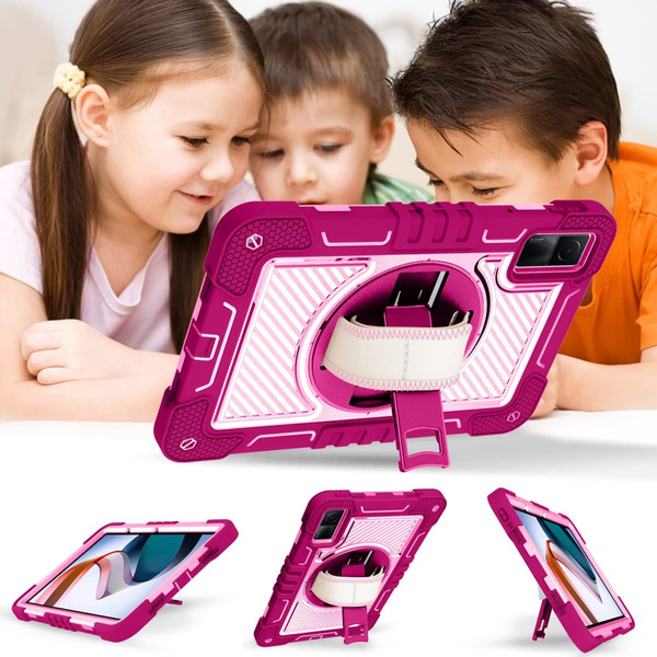 Etui pancerne z uchwytem Shockproof do Xiaomi Redmi Pad SE 2023 11 / Redmi Pad SE 11, różowe złoto - ochronne