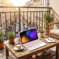 Etui z klawiaturą do Xiaomi Pad 7 / Pad 7 Pro 11.2 na rysik / Xiaomi Pad 7 Pro, różowe - ochronne z podstawką