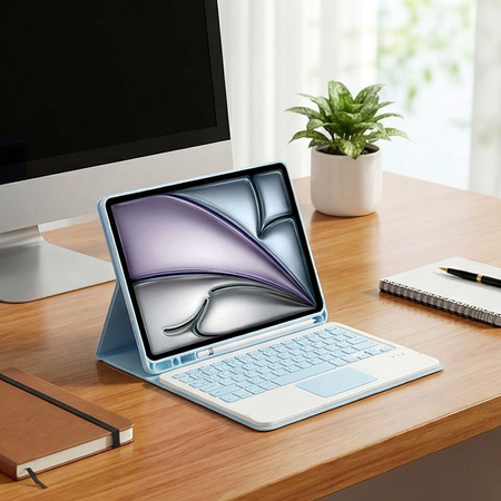 Etui z klawiaturą do iPad Air 11 M3 2025 / Air 11 M2 2024 Gen 7, niebieskie - ochronne z podstawką