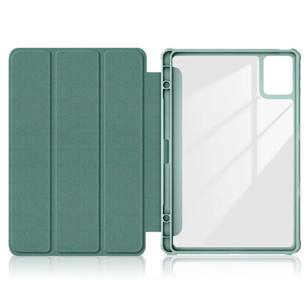 Etui z klapką Clear do Lenovo Tab K11 Plus 11.45 / Lenovo K11 Plus, zielone - ochronne z podstawką