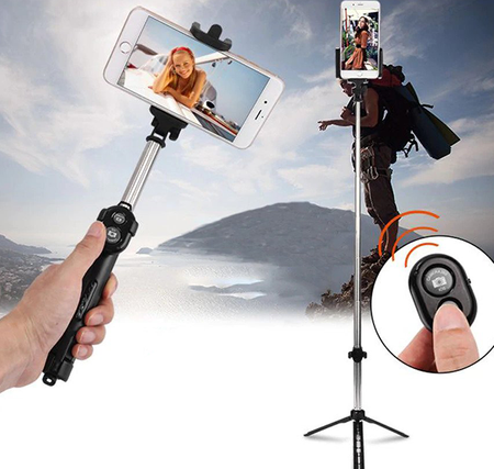 Selfie FGHGF Selfie Stick Statyw Black – kijek do selfie i statyw z pilotem Bluetooth