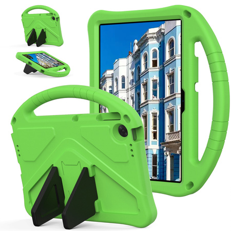 Etui FunColor do Lenovo Tab 10.1 2025, zielone - ochronne z podstawką, dostęp do portów i przycisków