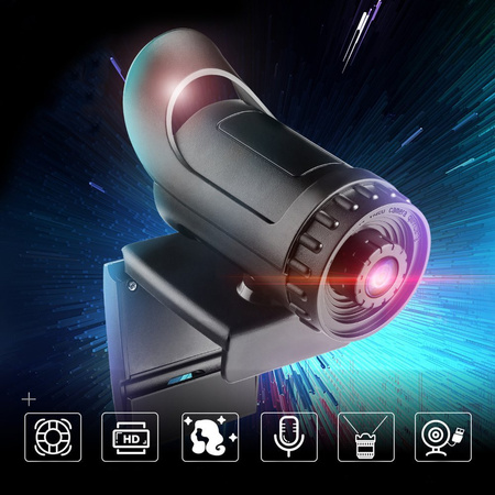 Kamera internetowa WebCam 8804 z mikrofonem czarna uniwersalna do laptopów i PC