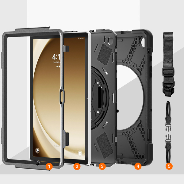 Etui Shockproof do Samsung Galaxy Tab A9 Plus 11 2023 X210 X215 X216, czarne - ochronne z podstawką