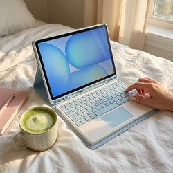 Etui z klawiaturą Bluetooth do Samsung Galaxy Tab S7 / S8 / S9 / S9FE / S10FE / S10 Lite, niebieskie - ochronne