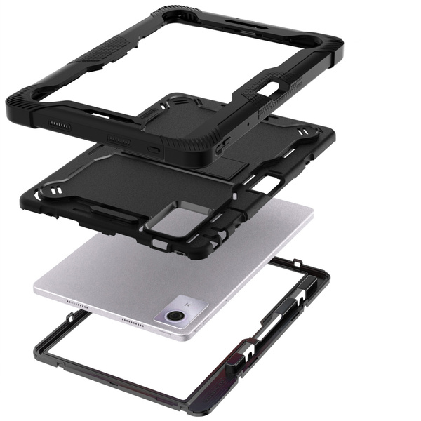 Etui pancerne do Lenovo Idea Tab Plus 12.1 2025 TB361FU TB361ZU, z podstawką, czarne