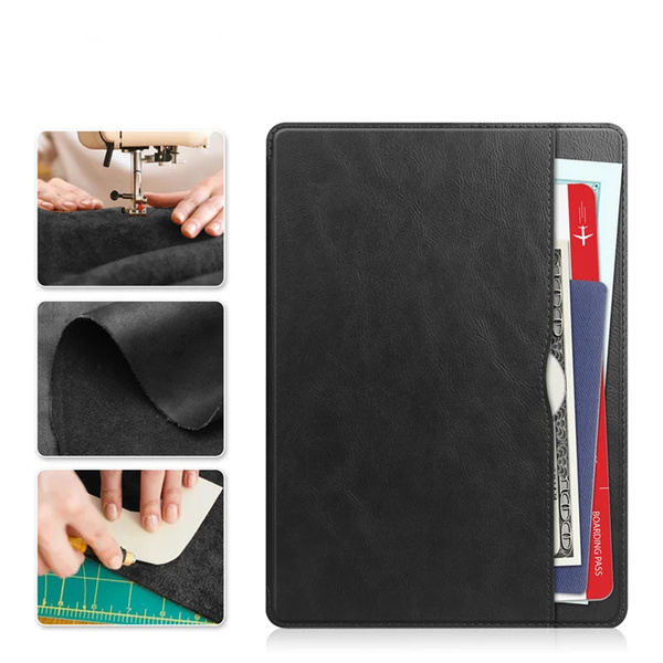 Etui skórzane z kieszeniami karty do Lenovo Tab M11 / M11 10.95, czarne - ochronne z podstawką