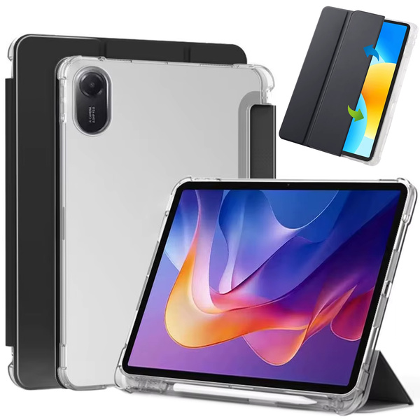 Etui do Xiaomi Redmi Pad 2 11 2025 - przezroczyste z miejscem na rysik i podstawką, czarne