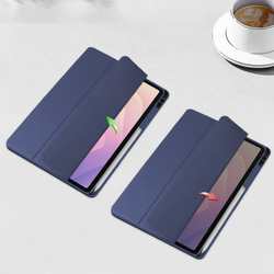 Etui Clear Pencil do Samsung Galaxy Tab S11 11 SM SMX736 z klapką, granatowe - ochronne