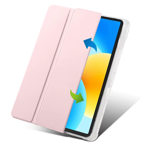 Etui do Xiaomi Redmi Pad 2 11 2025 - przezroczyste z miejscem na rysik i podstawką, różowe