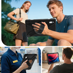 Etui Shockproof z uchwytem do Lenovo Tab M11 10.95, czarne - ochronne z podstawką, dostęp do portów i przycisków