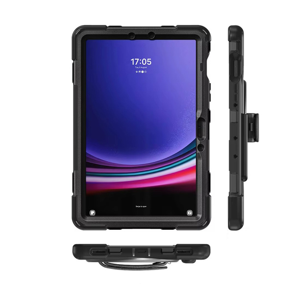 Etui pancerne z uchwytem do Galaxy Tab S10 Lite 10.9/ S10 FE/ S9 FE/ S9/ S8/ S7, ochronne z podstawką, czarne