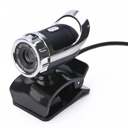 Kamera internetowa mikrofon do lekcji pracy video PC laptop A859 z uchwytem, czarna