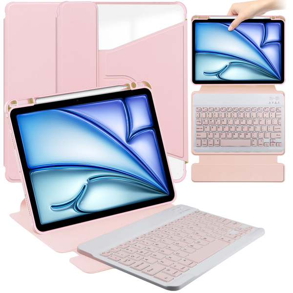 Etui z klawiaturą 360 do iPad Air 13 M4/ M3/ M2 2026/ 25/ 24 ochronne różowe