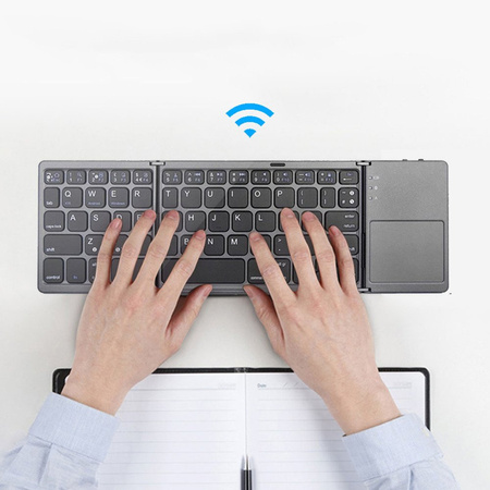 Klawiatura Bluetooth Uniwersalna Składana – kompaktowa klawiatura z touchpadem do urządzeń mobilnych i komputerów przenośnych