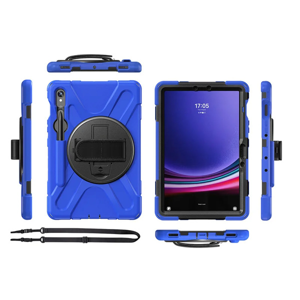 Etui Armor z uchwytem do Galaxy Tab S9 / S10 FE / Galaxy Tab X716B / Galaxy Tab X510, granatowe - ochronne