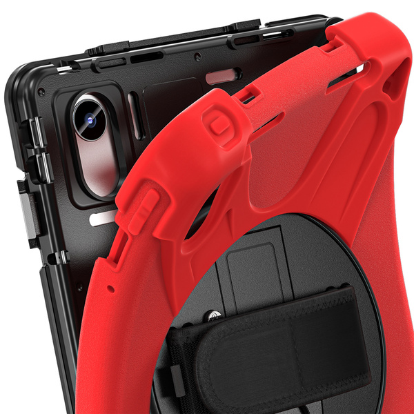 Etui Shockproof z uchwytem do Lenovo Tab M11 10.95, czerwone - ochronne z podstawką, dostęp do portów i przycisków