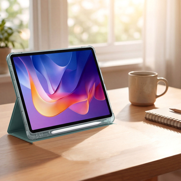 Etui do Xiaomi Redmi Pad 2 11 2025 - przezroczyste z miejscem na rysik i podstawką, zielone
