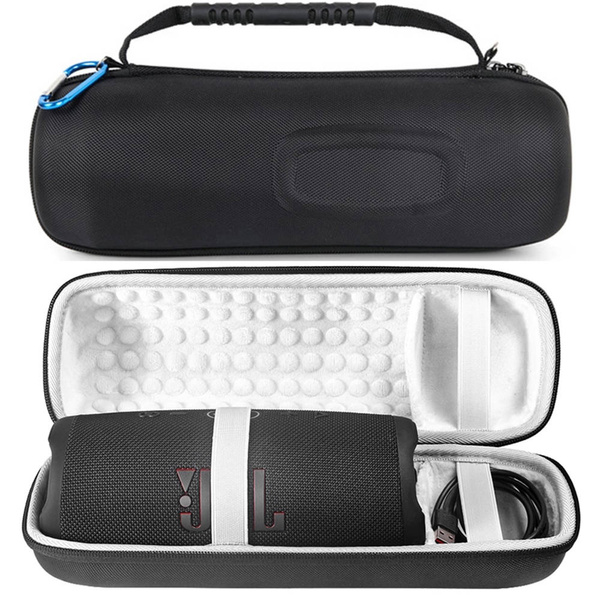 Etui Zestaw + z paskiem do Jbl Charge 5 podróżne karabińczyk / Charge 5, czarne - ochronne z podstawką