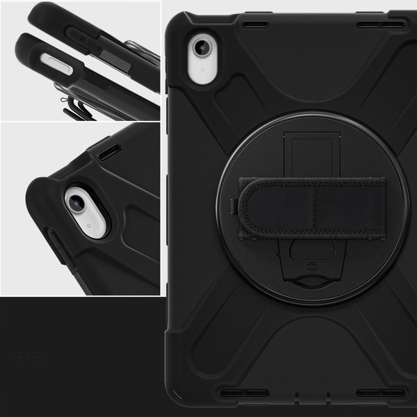 Etui Shockproof z uchwytem do Apple iPad 10.9 2022 / 11 A16 2025 / Apple iPad 10.9 / Apple iPad 11, czarne - ochronne