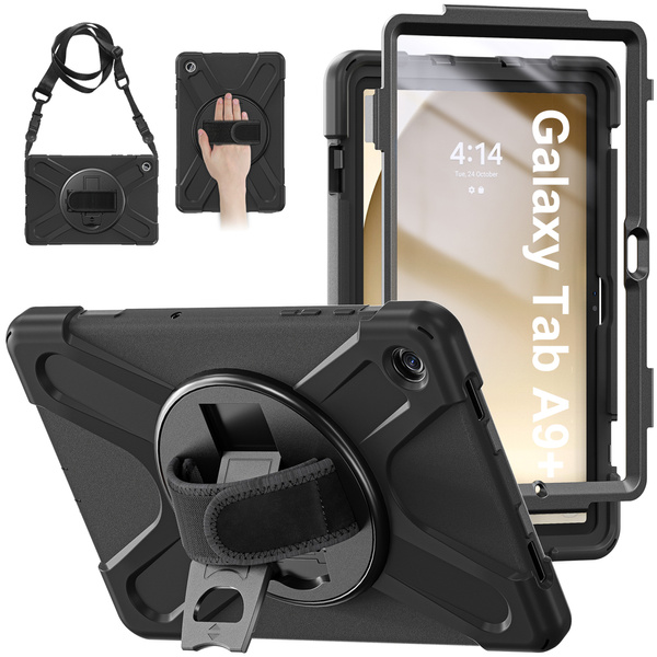Etui Shockproof do Samsung Galaxy Tab A9 Plus 11 2023 X210 X215 X216, czarne - ochronne z podstawką