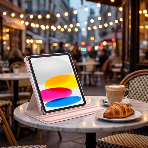 Etui Obrotowe Pencil do iPad 10.9 2022 Gen. 10 / 11 2025 A16 Gen. 11 Wake, różowe - ochronne z podstawką