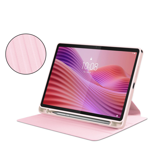 Etui 360 Crystal do Lenovo Tab 10.1 2025, różowe - ochronne z podstawką, dostęp do portów i przycisków