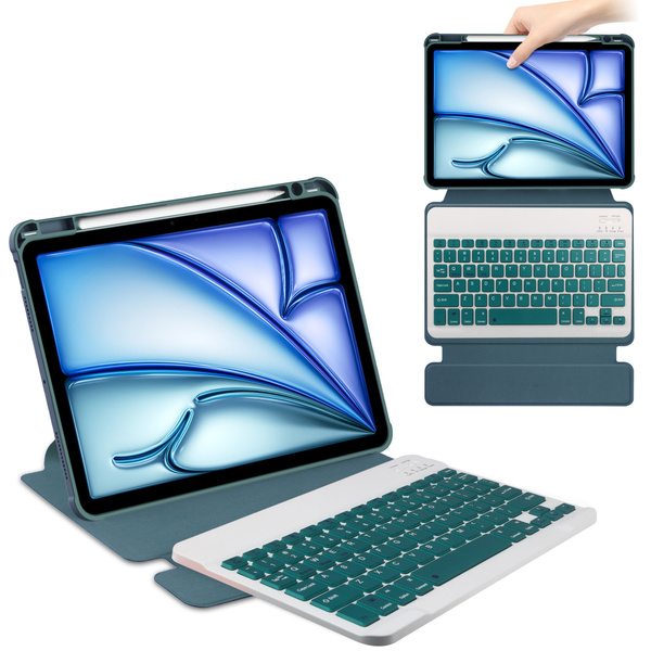 Etui 360 z klawiaturą do iPad Air 11 M4/ M3/ M2 2026/ 25/ 24 ochronne zielone