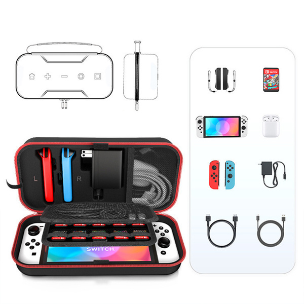 Etui podróżne walizka torba do Nintendo Switch 1, czerwone - ochronne z podstawką, dostęp do portów i przycisków
