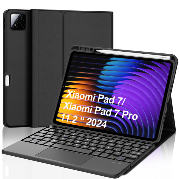 Etui z klawiaturą do Xiaomi Pad 7 / Pad 7 Pro 11.2 na rysik / Xiaomi Pad 7 Pro, czarne - ochronne z podstawką