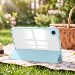 Etui Clear Pencil do Galaxy Tab A11 X135/ X133 A9 SM-X110/ SM-X115, uchwyt na rysik, niebieskie