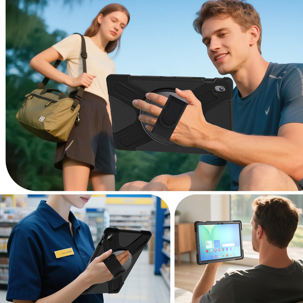 Etui do Samsung Galaxy Tab S10 FE Plus / S10 FE+ 13.1 Pancerne z szybką, uchwytem i paskiem